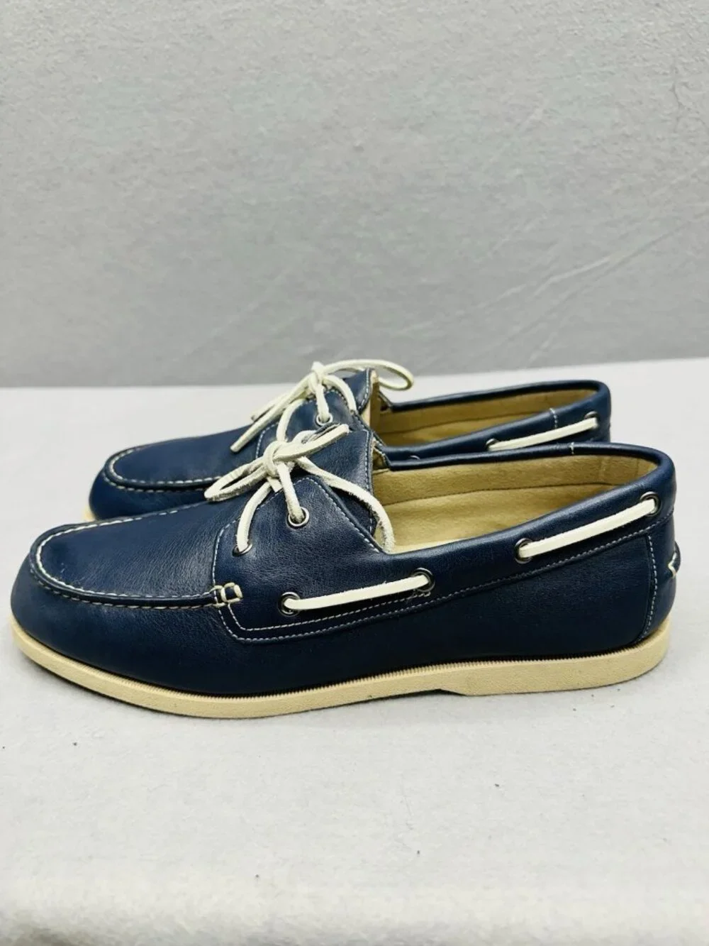 Rockport Perth Boat Shoes Mens 11.5M Blue Leather adiPrene Comfort Loafers Deck